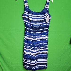 Nine West Navy and White Striped Midi Dress